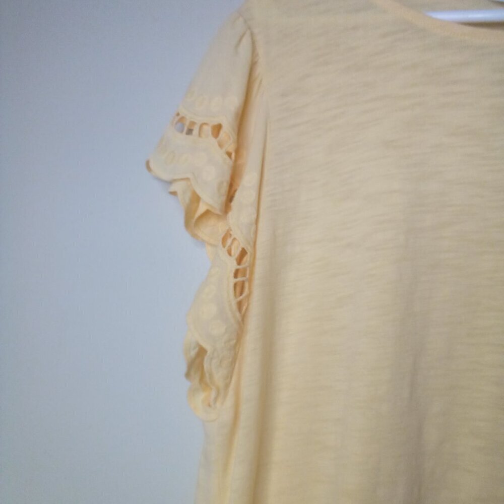 Liz Claiborne Shirt Women XL Eyelet Scallop Short Sleeve Peach Light Orange - Picture 5 of 15